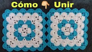 Cómo Unir Cuadrado Tejido a Crochet! Unir Cuadrado Acabado en Punto Abanico/a Pedido de SUSCRIPTORES