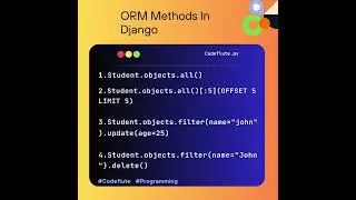 All/Update/Delete methods  in django ( ORM ) |  #python   #lambda #pythontricks #education