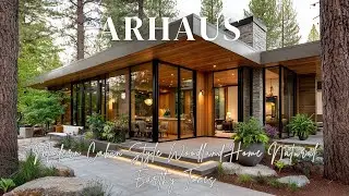 Modern Cabin Style Woodland Home Inspired by Arhaus with Natural Earthy Tones