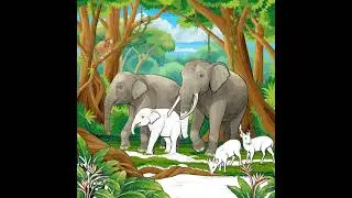 Paint by Number for family of elipant||colour by Number