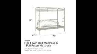 New Upgraded Sammie Twin over Futon Metal Bunk Bed Heavy duty - Off White