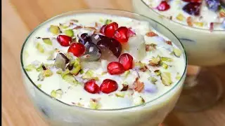 Fruit Dahi Custard Recipe | Dahi Custrad Recipe in Hindi | Fruit salad with Curd | Dahi dessert