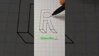 3d tutorial letter R art on graph paper #shortsvideo #shorts #youtubeshorts #art #artist