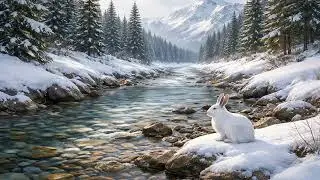 🎶💧❄️ Relaxing Nordic Music | Alpine Meltwater Stream | Calm Winter Nature (1 Hour)