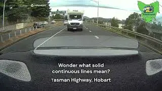 Tasman Highway, Hobart : 2 in 1 : Change lanes over solid line and speeding