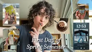 First day of uni spring semester | yogurt recipe, new books, coconut cult, snack restock, and more!