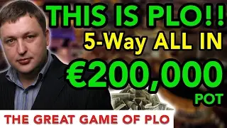 &euro;200,000 5-Way-All-In!! WTF!! Insane Pot Limit Omaha Action!!