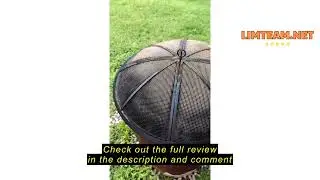 Review Upgraded Fire Pit Spark Screen, POEPRH 24Inch Outdoor Fire Pit Screen with Handle & Poker, 12