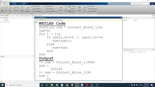 Project Euler in MATLAB Problem 1: Multiples of 3 or 5 below 1000