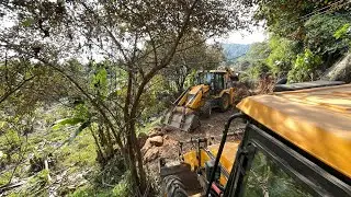 Tata tipper unloading stone | jcb  3dx super and tractor #roadbuilding 