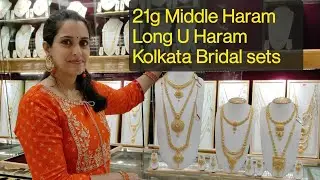 21g Middle Haram, Long U Haram, Kolkata Bridal set Collections #bridalJewellery