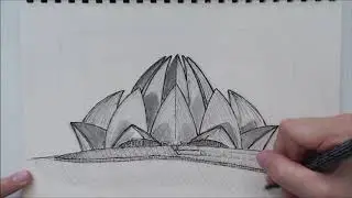 Drawing the 'Lotus Temple' in New Delhi, India #Timelapse