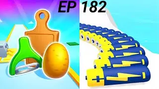 Potato run VS Battery Run Gameplay 🔋🪫😽🙀😿walkthrough iOS Android mobile funny Max Level 182