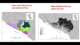 Mapa administrativo y altitudinal de una región