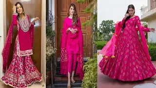 Fresh And Beautiful Rani Pink Color Salwar Suit Designs||Festival And Party Wear Rani Color Suits