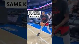 Kevin Durant warms up for his regular season debut with the Rockets