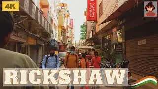 4K 😷 Cycle Rickshaw towards Gole Market - India rickshaw tour