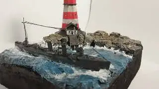 Building My First Ship Diorama With a Lighthouse That Lights Up!!