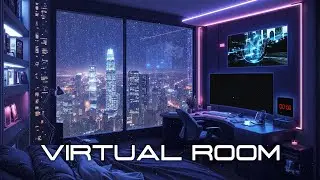 VIRTUAL ROOM - Cyberpunk Ambience | Calm Synthwave & Rain for Sleep & Restful Focus