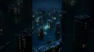 🌑 Haunting Underwater Night City | Tsunami Aftermath in 4K.   #aishort#aicontent