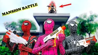 TEAM SPIDER-MAN vs ALIEN SUPERHERO | MANSION BATTLE ( Parkour , Swimming , Fighting Bad Guy )