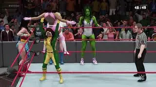 WWE 2K18 Wonder Woman, Power Girl, She-Hulk, and Rogue vs. Rumble Roses - Requested Elimination Tag