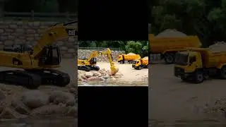 RC Road Construction Project with Excavator and Roller