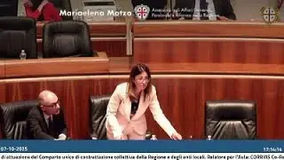 Comparto unico - L'intervento dell'Assessora Motzo in Consiglio regionale