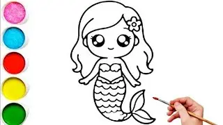 Cute Mermaid Drawing, Painting & Coloring For Kids and Toddlers_ Kids Art