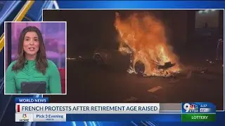 French protests after retirement age raised.