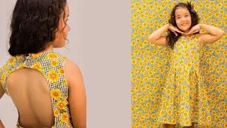 COSTURA - VESTIDO INFANTIL FORRADO - COM BOTÕES E ELÁSTICO NA CINTURA