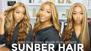It&rsquo;s Giving Beyonc&eacute;! | Kinky  Straight Honey Blonde Wig | Ft. Sunber Hair