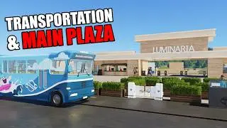 MAIN PLAZA BUILD + TRANSPORT RIDES | Planet Coaster 2 Build Session #4