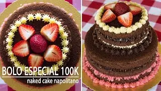 BOLO DE FESTA DE CHOCOLATE NAPOLITANO DE 2 ANDARES COM 3 BRIGADEIROS | ESPECIAL 100 K |
