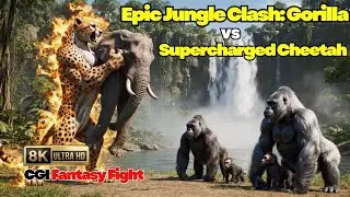 Epic Jungle Clash Gorilla vs Supercharged Cheetah  CGI Fantasy Fight  4K Animal Action