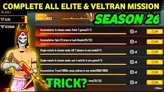 How To Complete All Elite Pass Mission Free Fire Easily & Velteran Mission Season 26 Elitepass Free