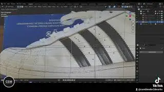 blender3d blocking out a shoe using reference images.