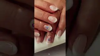 Abstract rainbow milky white french nails short video                       #gel  #nails #frenchnail