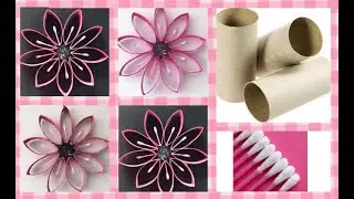 Flores con tubos de papel higiénico