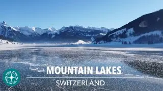 Swiss mountain lakes with campfire