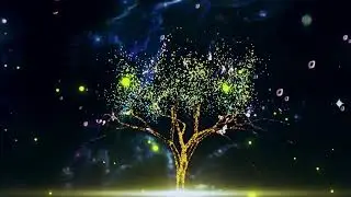 Fantasy Fluorescent Butterfly Petals Particles Flying On The Big Tree Blossom - LED Background 4K