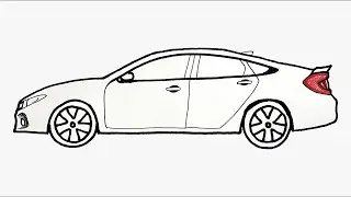 How To Draw A Honda Civic Type R Step by Step - How to draw a car easy - Easy Car Drawing 2022