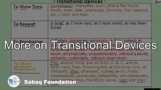 More on Transitional Devices, English Lecture | Sabaq.pk