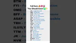 Full Forms You MUST Know 💯🔥 | Gen Z & Chat Shortcuts Explained!