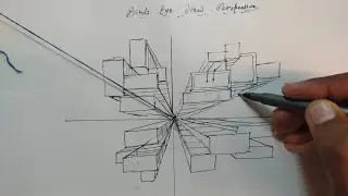 Bird Eye View Perspective Drawing. STEP BY STEP. For Beginners