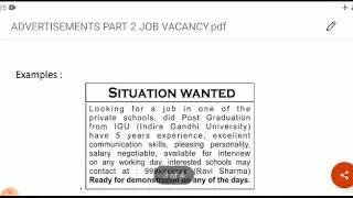 ADVERTISEMENTS PART 2 JOBS, VACANCY, Situation Vacant, Situation Wanted