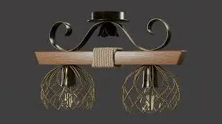 Rustic Wooden Chandelier 3D Model   360 Turntable View