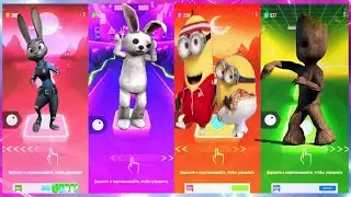 Judy Hopps Rabbit (Zootopia) , Bunny Doll Dancing , Minions , Groot Dancing-Tiles Hop: EDM Rush!