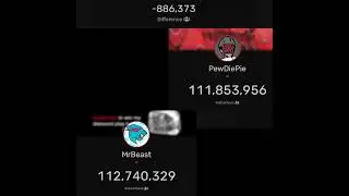 MrBeast vs Pewdiepie Subscriber Count (timelapse 16x)