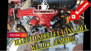 Ct70 gets a new sprocket again 18tooth install video we hit 60mph !!! Amigo Rocky 125